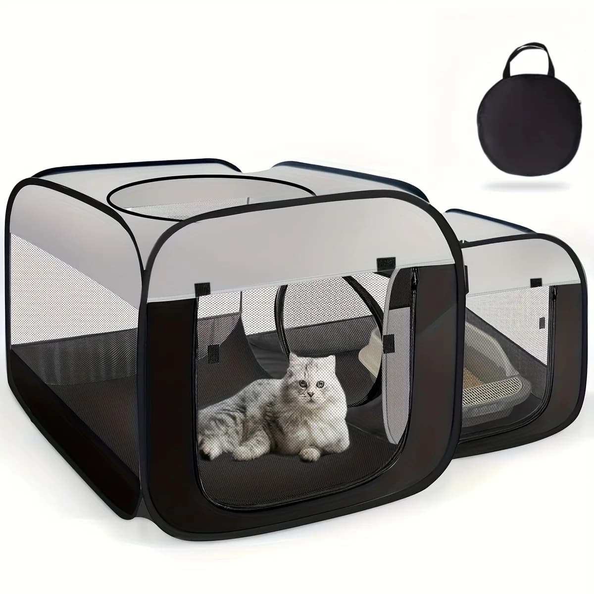 Grande clôture pour chat – Conception autoportante, clôture portable pour animaux de compagnie intér