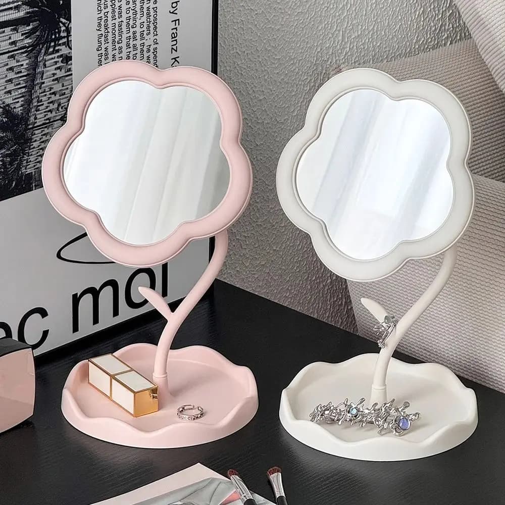 Miroir de maquillage de bureau en forme de tournesol, joli miroir de Dressing en forme de cœur pour