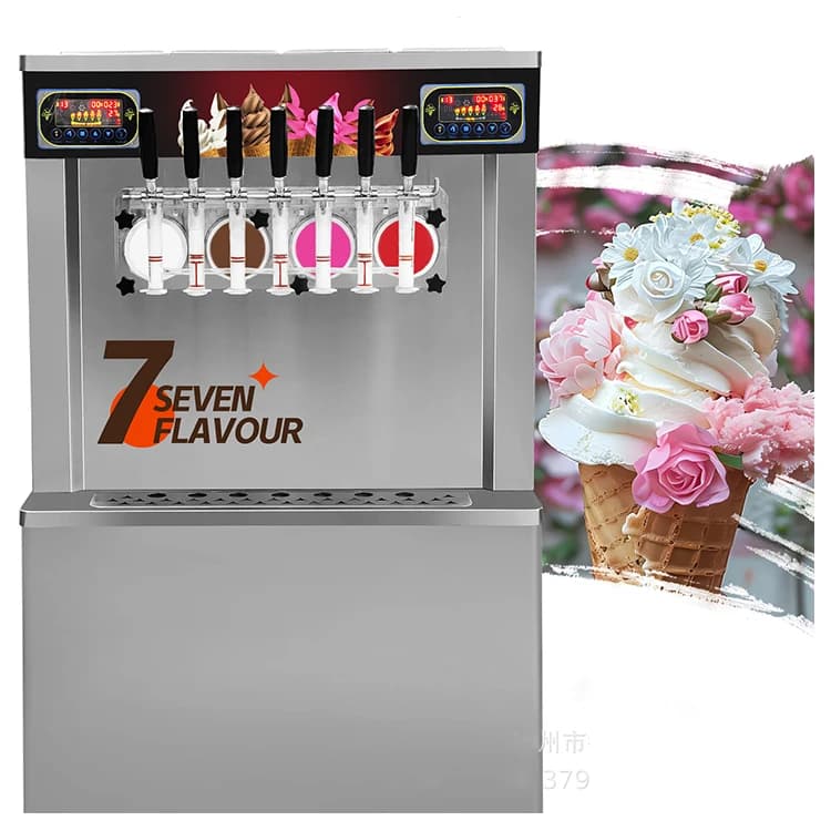 Machine à glaces molles 7 saveurs, machine à gelato italienne commerciale pour café, pâtisserie, yao