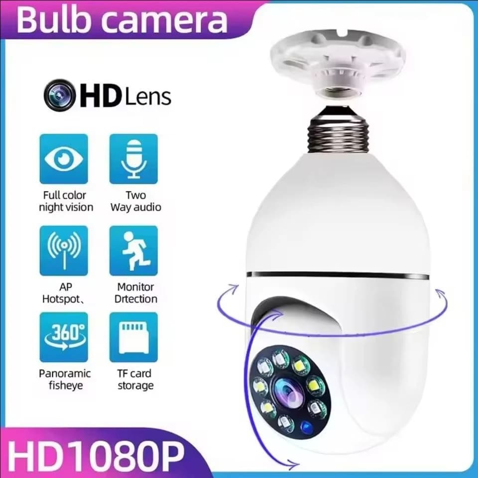 Caméra de surveillance E27, vision nocturne couleur, suivi automatique des personnes, zoom, moniteur