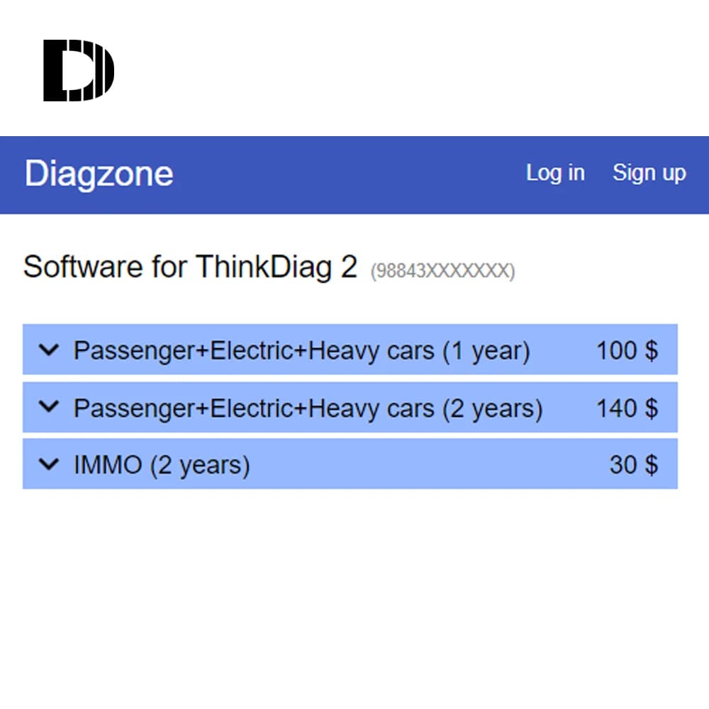 Diagzone Pro-Abonnement au logiciel ouvert pour voiture EV et HD, 1 an, TD2(9884), CAR 7( 9884, 9887