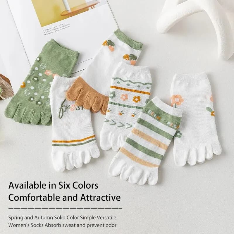 3 paires de chaussettes confortables à cinq doigts pour femmes, mignonnes et douces, à la mode, à ra