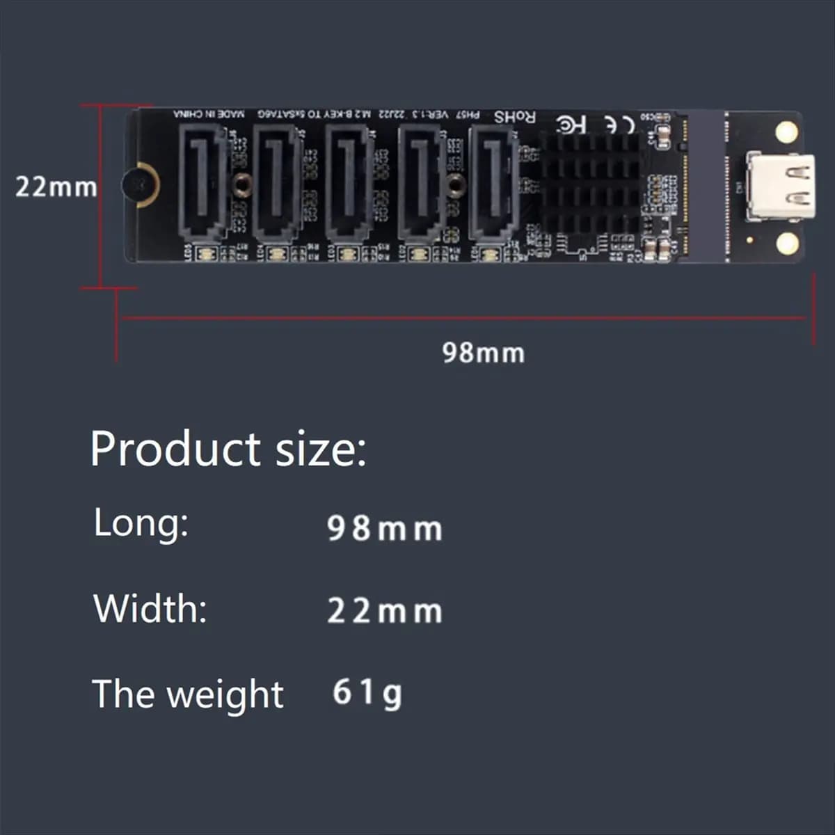 Carte de conversion adaptateur Perfect-TYPE-C vers SATA3.0 5 Ports 6Gbps USB10G JM575 + JMS580 pour