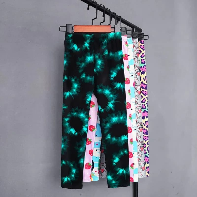 Printemps été filles Leggings enfants pantalons fleur léopard dessin animé imprimé Leggings enfants