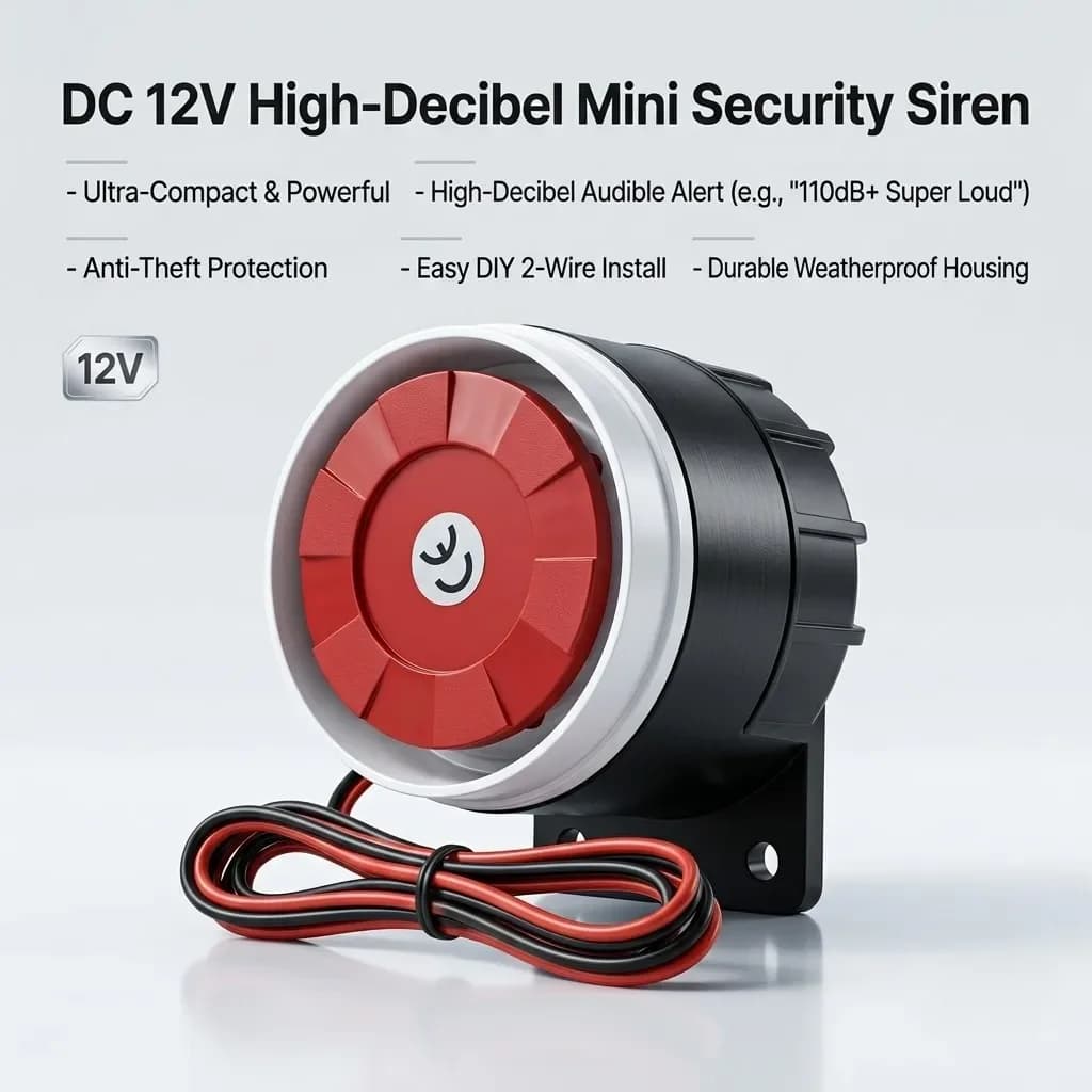 Sirène d'alarme miniature 12V DC, alarme sonore antivol, buzzer de sécurité à haut niveau sonore