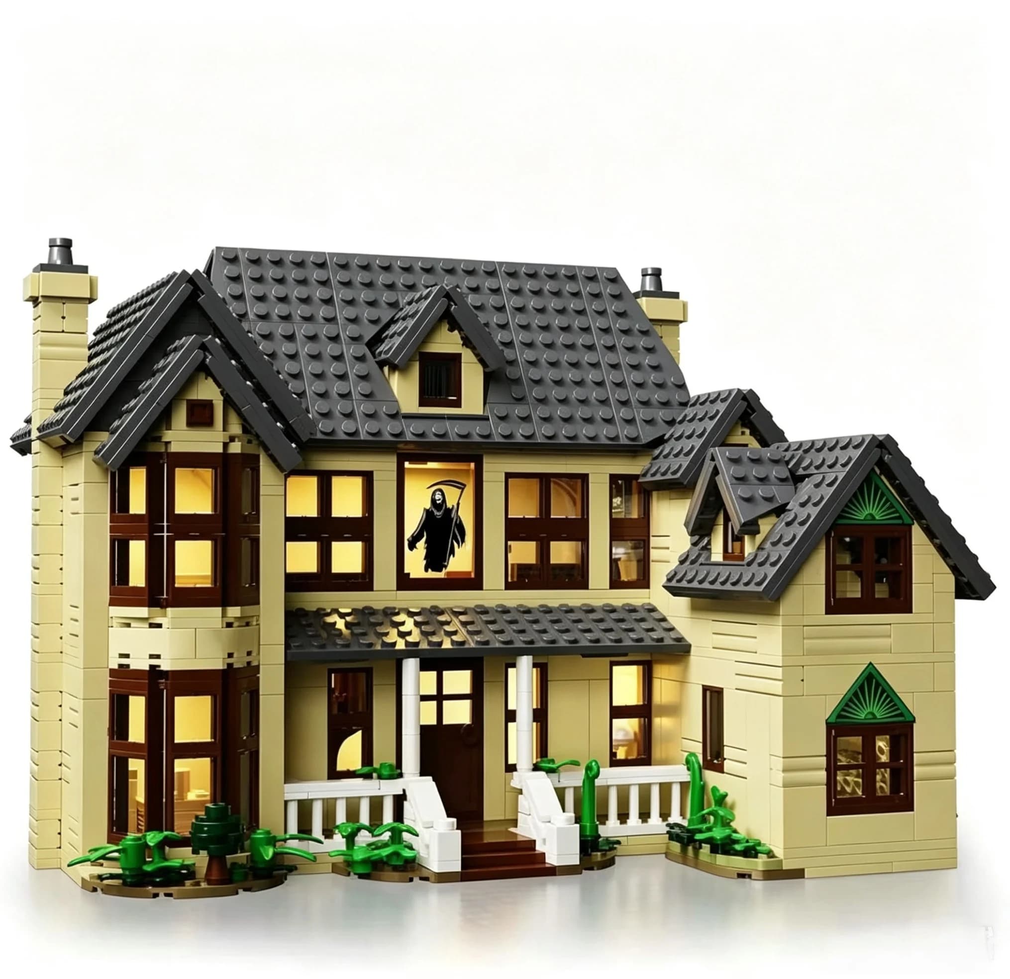 Maison Ghostface Villa d'horreur d'Halloween Blocs de construction Modèle lumineux LED Jouet de coll