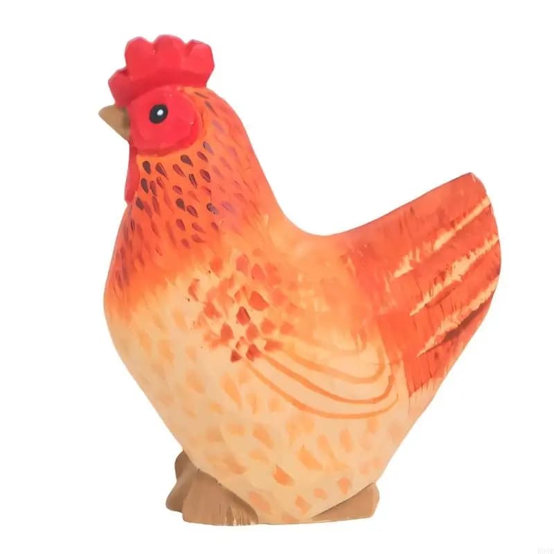 Figurine poulet sculptée en bois ferme pour étagère présentoir bureau, décorations d'intérieur pour
