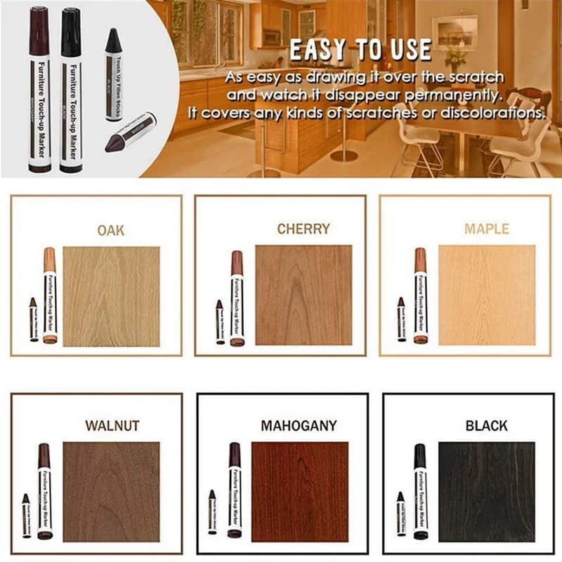 Kit de réparation de meubles Marqueurs en bois, lot de 13, Marqueurs et bâtons d'avertissement, Kit