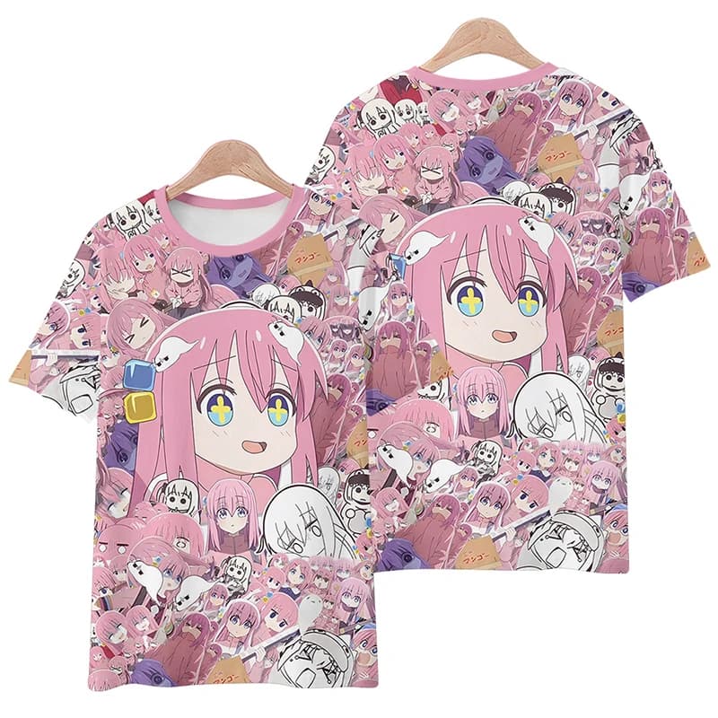 T-shirt surdimensionné à imprimé 3D Bocchi The Rock pour hommes et femmes, t-shirt de sport léger et