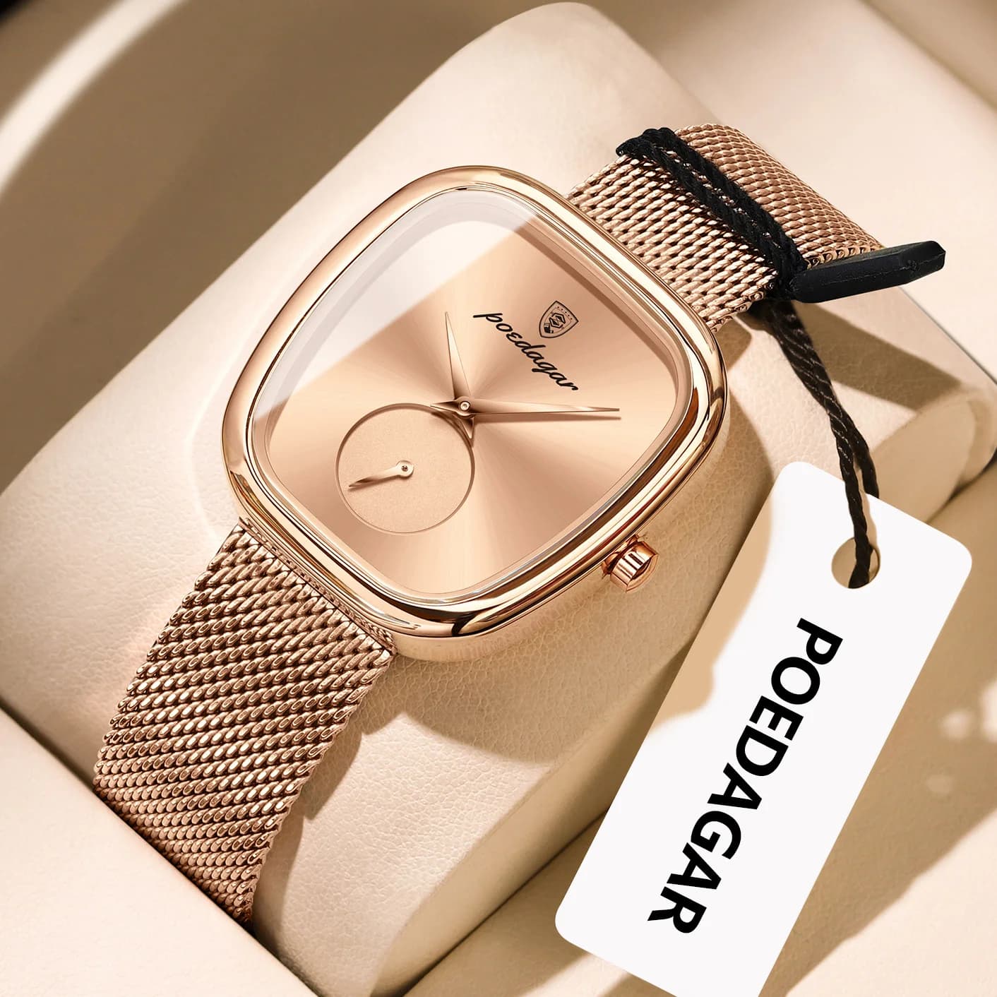 POEDAGAR marque de luxe femme montre étanche en acier inoxydable maille femmes montres mode élégant