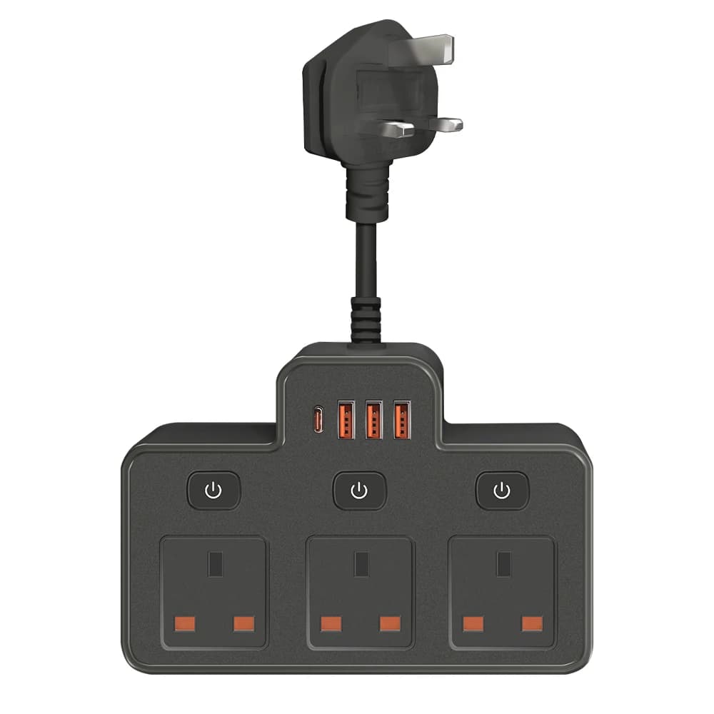 Adaptateur de filtre réseau multirobinet avec ports USB, multiprise, prise secteur britannique, inte