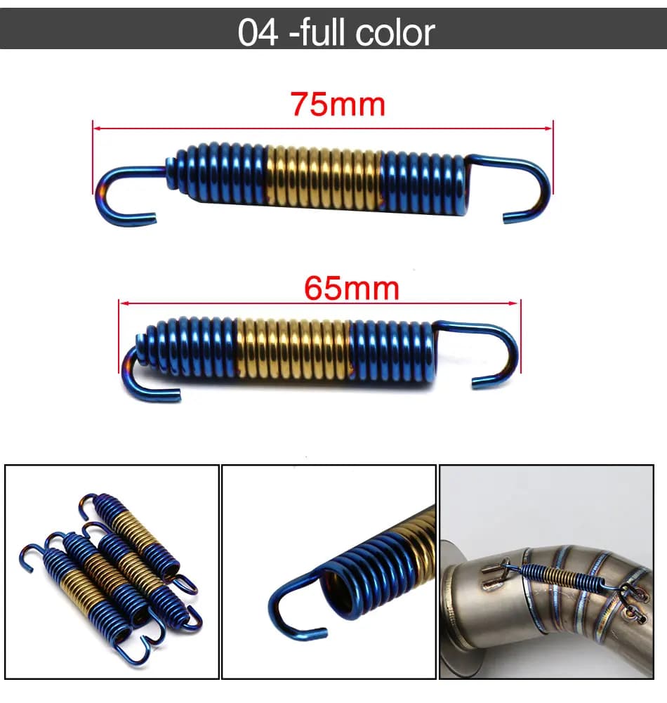 ZSDTRP 4 pièces 75mm moto en acier inoxydable tuyau d'échappement silencieux ressorts universels rét