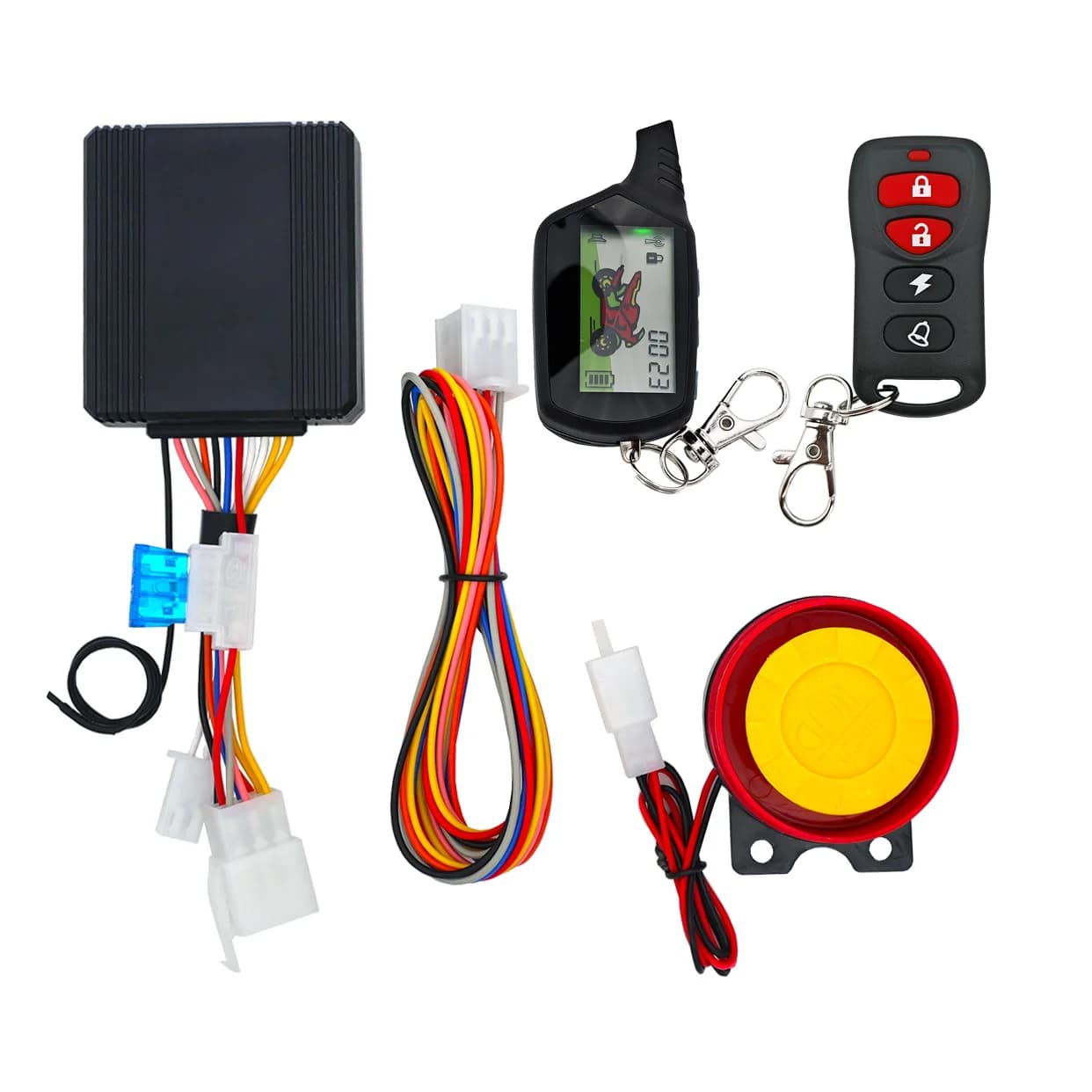 Alarme antivol bidirectionnelle pour moto avec télécommande, alerte de vibrations et système de déma