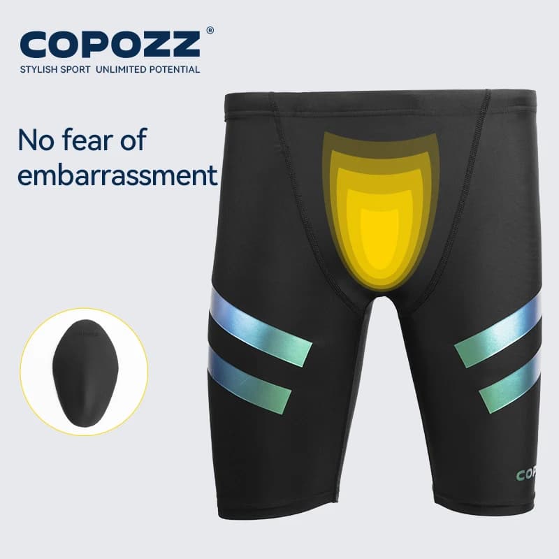 COPOZZ hommes peau de requin hydrofuge maillot de bain de longueur courte et cinq-quarts maillot de