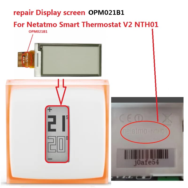 OPM021B1 Version Affichage Pour Netatmo Smart ThermoandreV2 NTH01 N3A-THM02 Réparation écran LCD