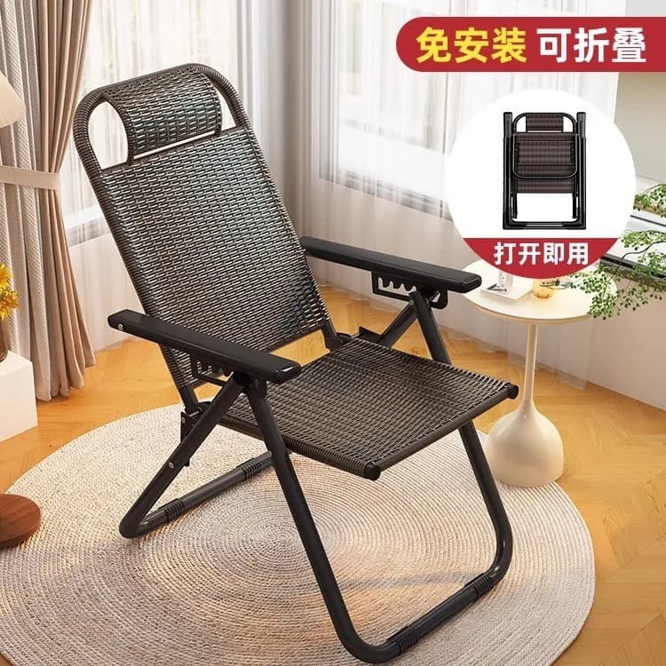 Chaise longue pliante en rotin pour adultes, tube carré épaissi robuste, fauteuil inclinable en osie