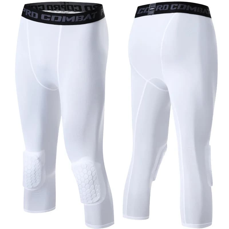 Pantalon court de sport pour hommes, Leggings de course rembourrés, jogging, Compression élastique,