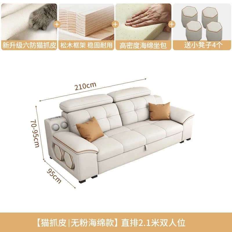 Canapé de luxe en cuir pour Couple, rangement familial, canapé de détente, inclinable et pliable, ac