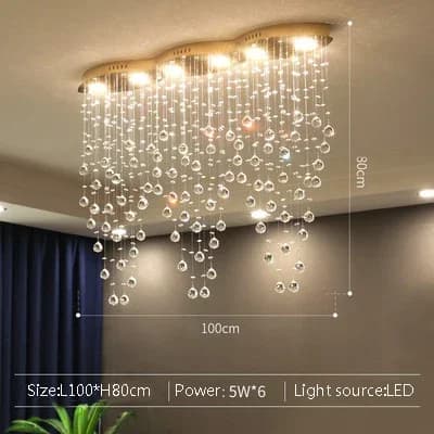 Restaurant Long Luxury Light Crystal Pendant Lamp Simple Modern Rectangular Dining Room Lights Bar T