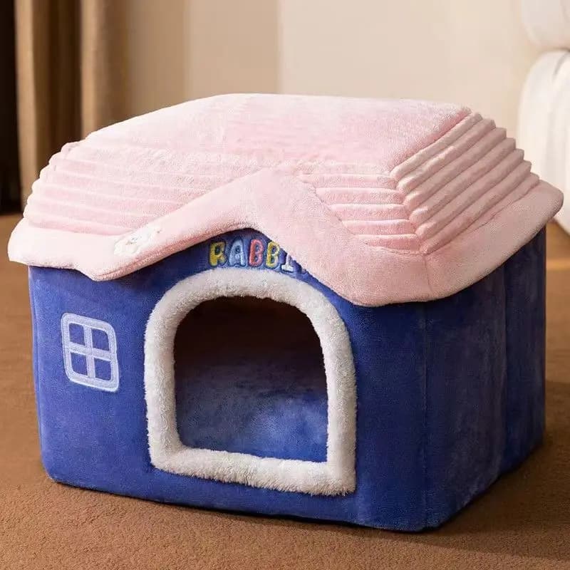 Maison pour animaux de compagnie mignonne avec lit pour animaux de compagnie pliable et doux, châtea