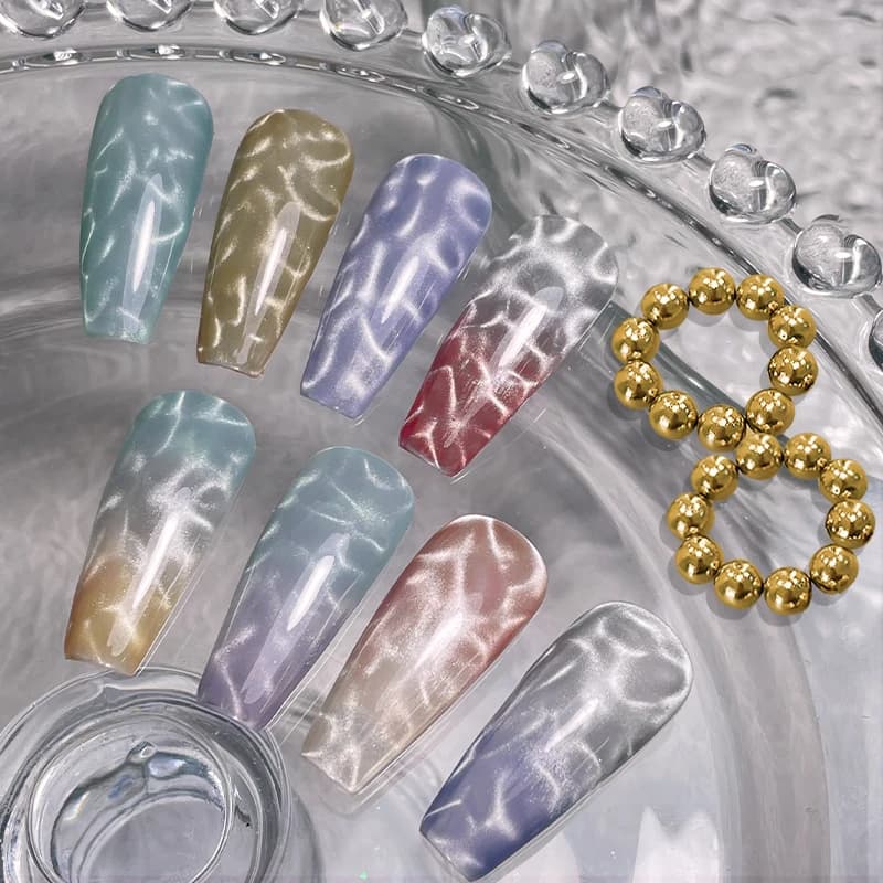 10 pièces/20 pièces ondulation de l'eau oeil de chat perles de Gel magnétique multifonctionnel Nail