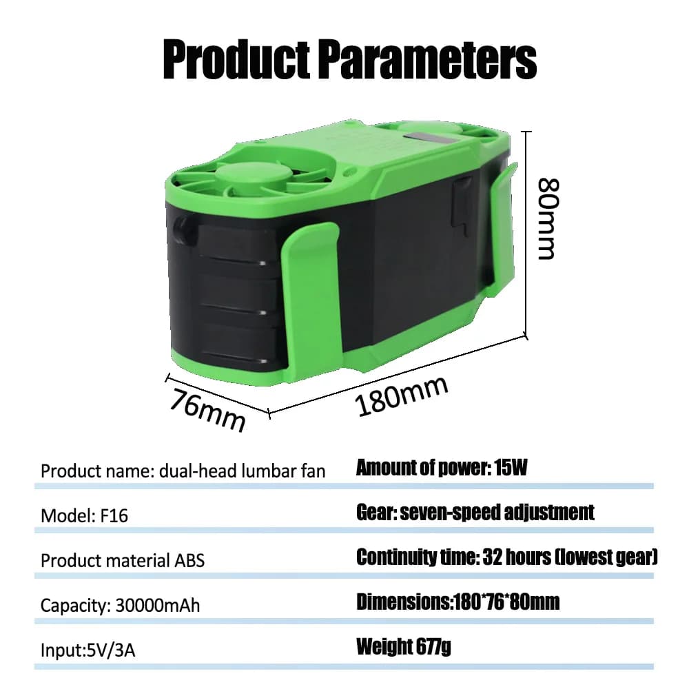 30000mAh ventilateur de taille Portable fort débit d'air Daul 7 vitesses 11000 tr/min ventilateur à