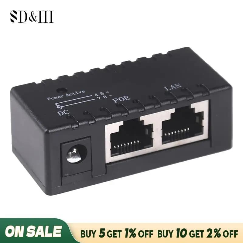 Séparateur d'injecteur passif PoE pour caméra IP, 10/100/1000Mbps 12-52V Gigabit Power Over Ethernet