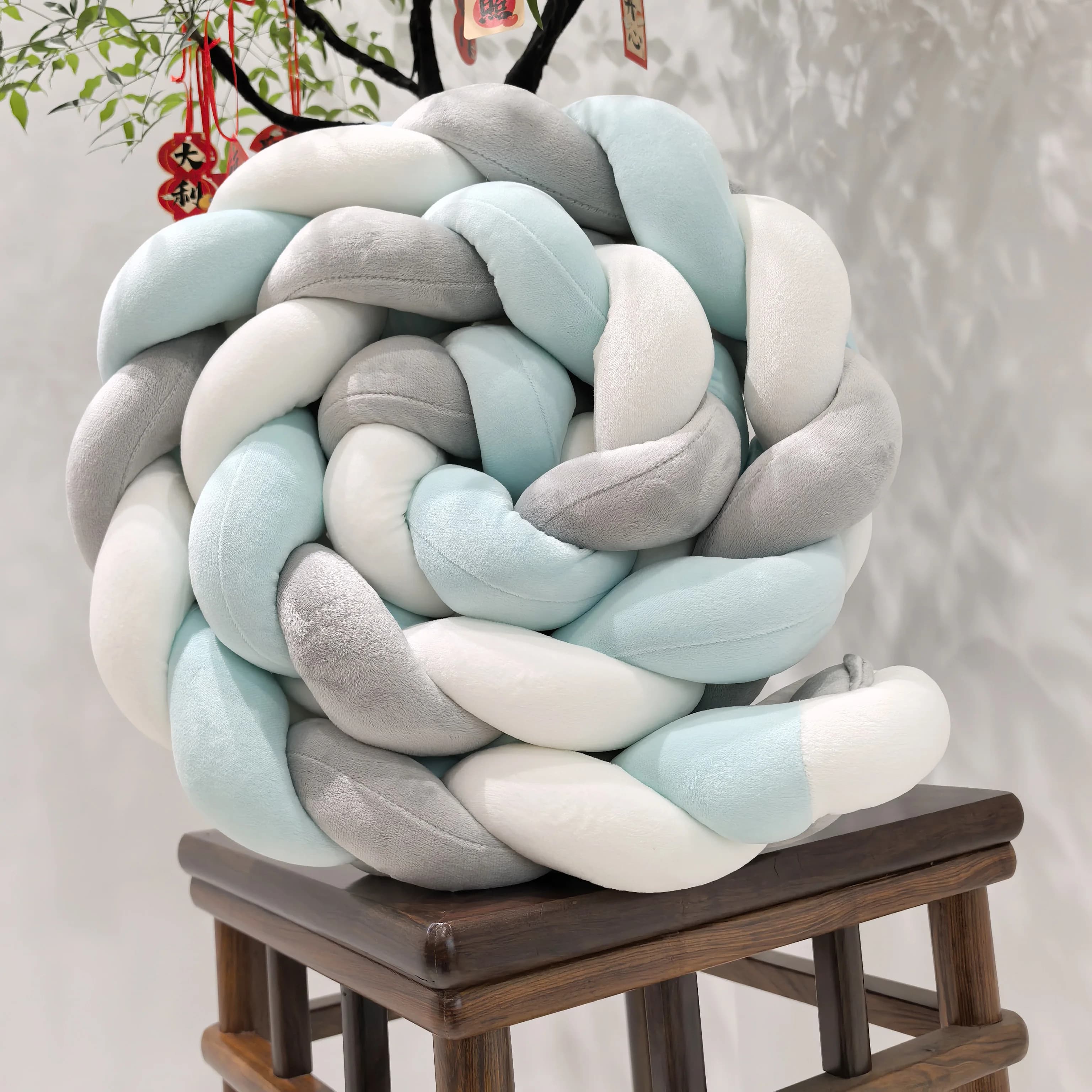 1M/2M/3M/4M bébé pare-chocs lit tresse noeud oreiller coussin pour infantile berceau protecteur lit