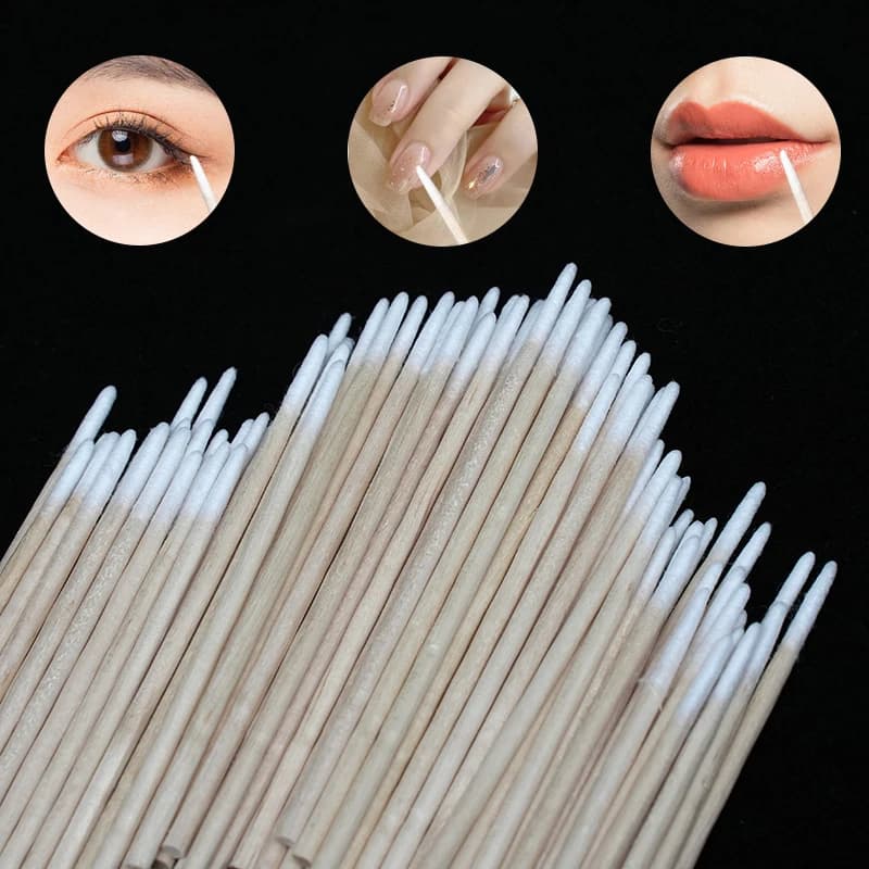 300 pièces ongles bois coton-tige bâtons propres dissolvant de vernis à ongles outils d'art tête de
