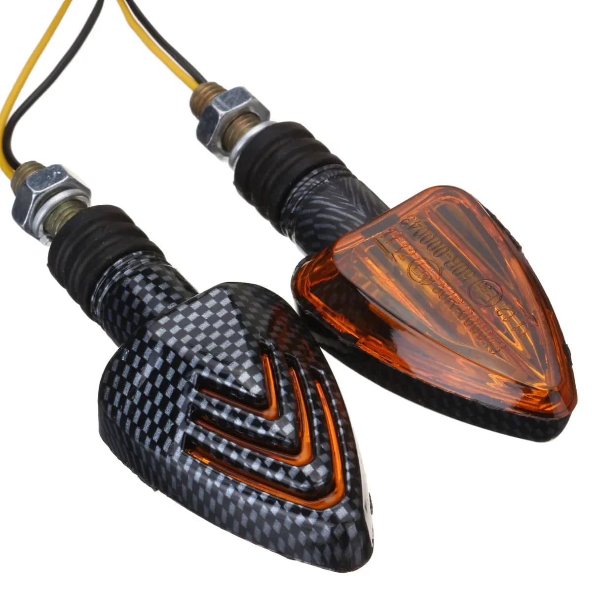 Paire de clignotants de moto en carbone, ampoule ambre