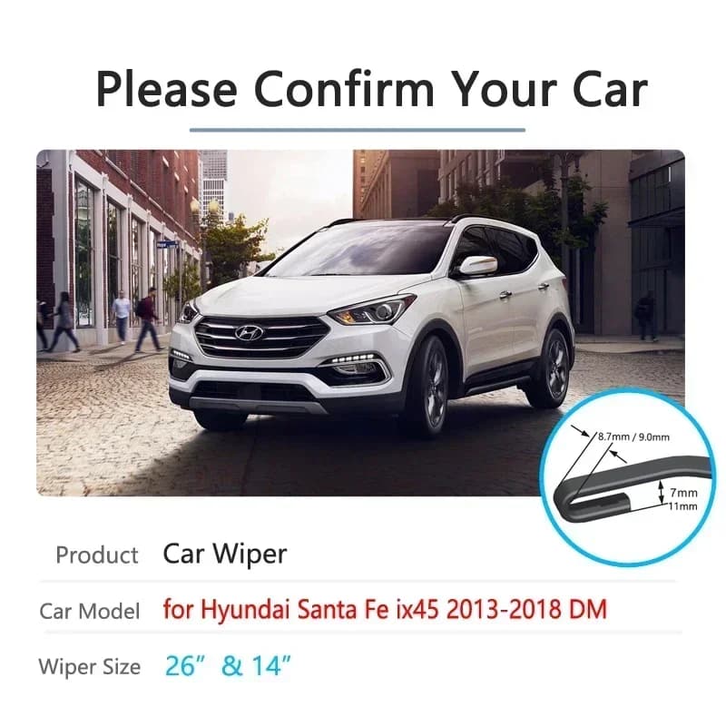 Essuie-glace de pare-brise, accessoires de voiture, crochet J, pour Hyundai Santa Fe 2013 2014 2015