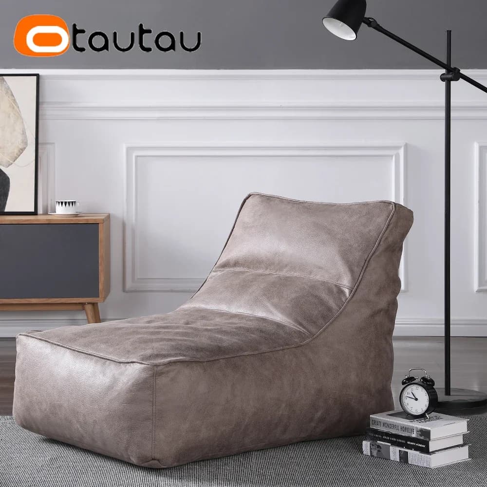 OTAUTAU-Juste de canapé-lit en simili cuir suédé, pouf paresseux, pouf, pouf, pouf, siège de sol env
