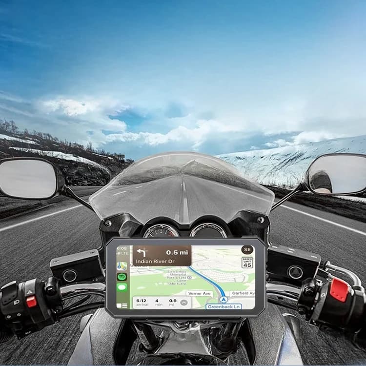 Caméra embarquée pour moto de 6,25 pouces, double caméra, enregistreur vidéo, GPS avec navigation, A