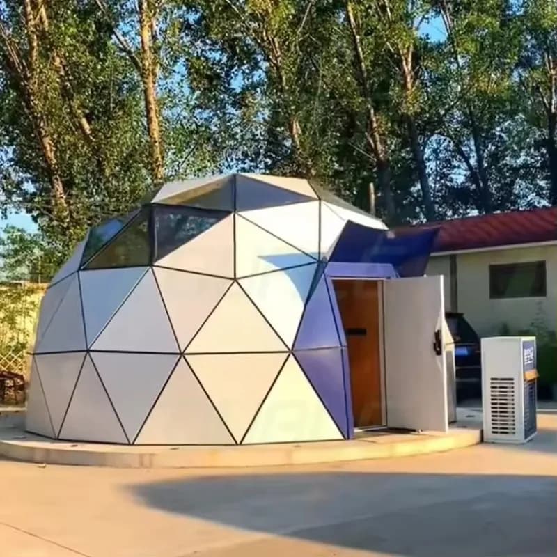 Dôme géodésique, tente globe, dôme en verre de luxe, entièrement transparent, structure en aluminium