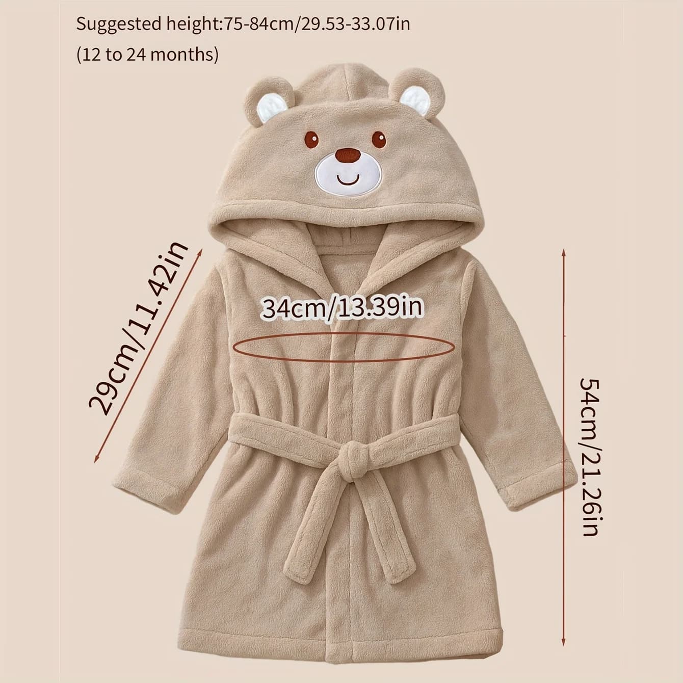Serviette pour bébé à capuche avec ours brodé avec nom personnalisé | Peluche douce 74-84cm pour 1