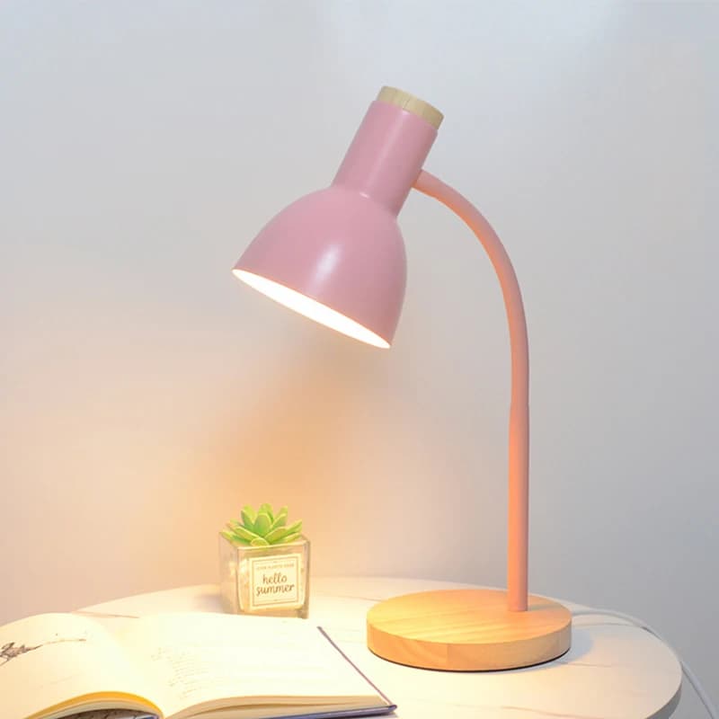 Lampe de bureau nordique pliante à tuyau LED en fer, art en bois créatif, protection des yeux, lampe