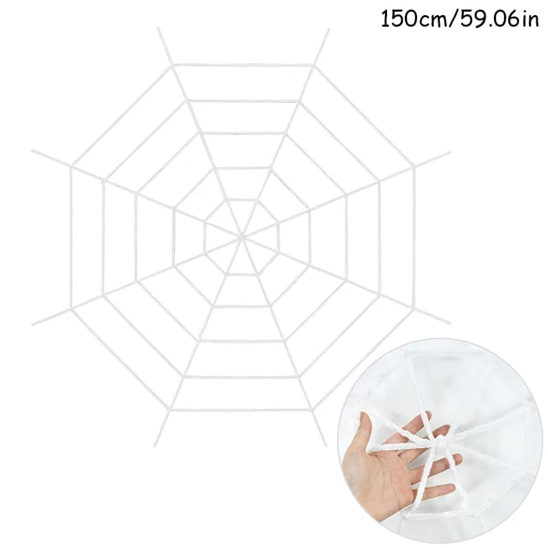 Toile d'Araignée Extensible Noire et Blanche pour Décoration de ixd'Halloween, Accessoire d'Horreur