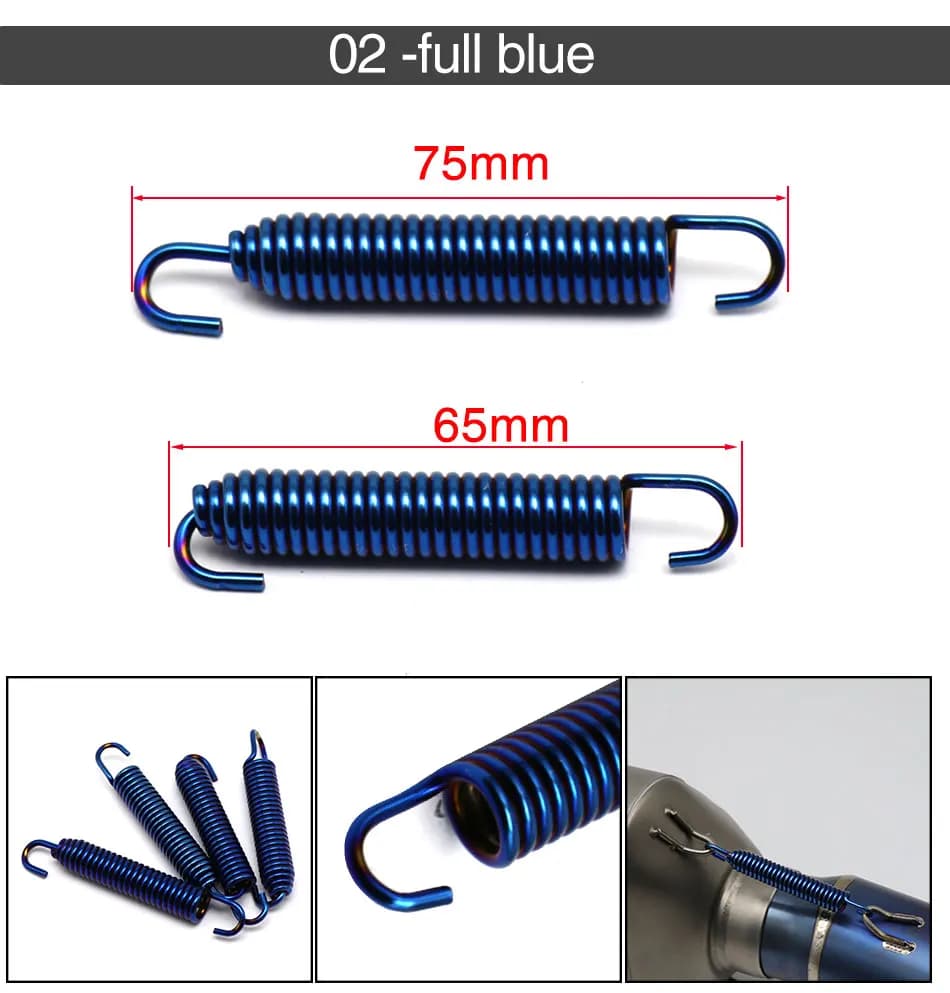 ZSDTRP 4 pièces 75mm moto en acier inoxydable tuyau d'échappement silencieux ressorts universels rét