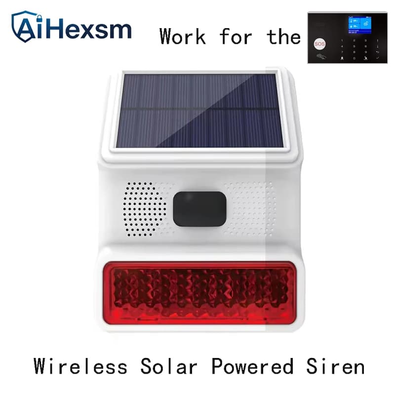Sirène solaire extérieure sans fil 433MHz, avec fonction de lumière clignotante, alarme PIR pour ani