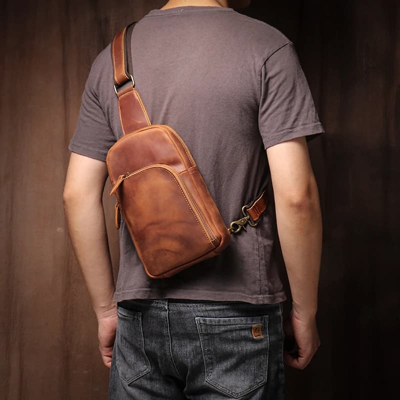 LUOKIR-Sac à Dos Vintage en Cuir group pour le dehors, Sacoche à Bandoulière de Haute Qualité