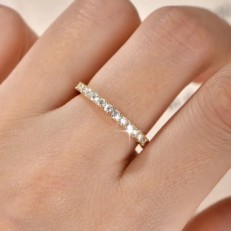 Bague de mariage en or 14 carats pour femmes, certifiée couleur D VVS1, bague d'éternité en moissani