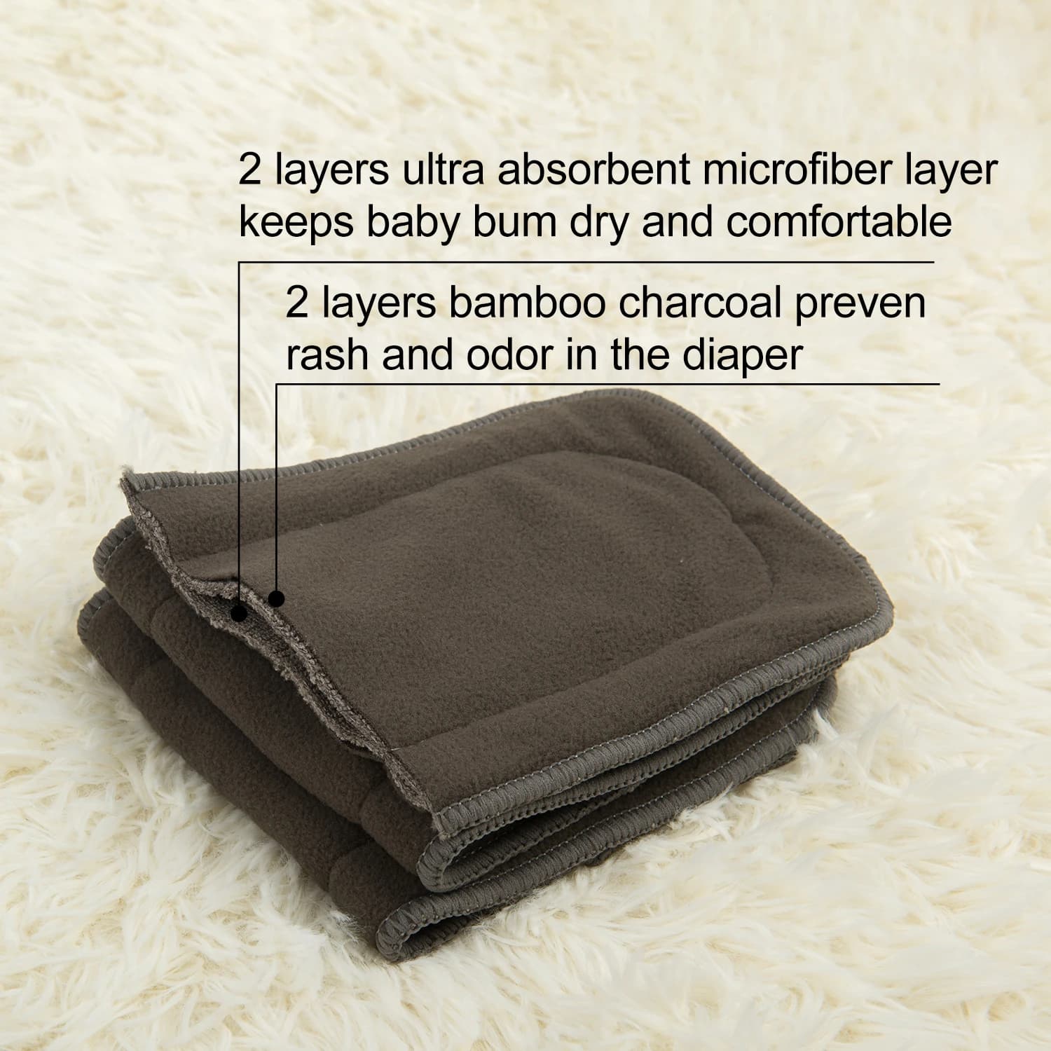 (10 pièces/lot) ALVABABY 4 couches insert de charbon de bambou haute qualité insérer de couche pour