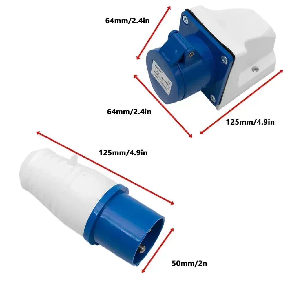 Prise et Prise Murale Industrielle en Laiton, Ignifugé, 3 Broches, 220-250V, IP44, 16A, 5mm, pour Ca