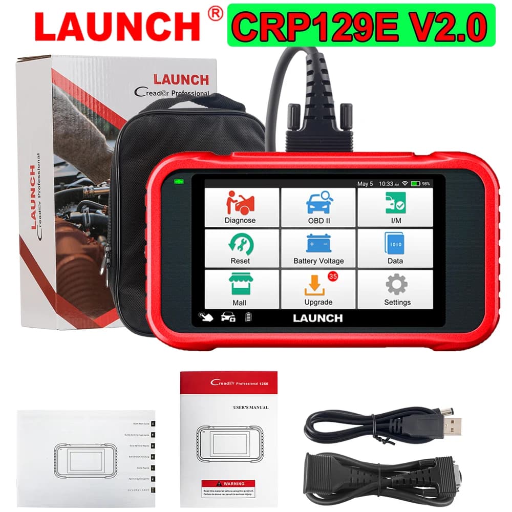 LAUNCH CRP129E V2.0 OBD2 Scanner FCA 12 Reset Oil/EPB/SAS/TPMS/BMS/Injector Code,ABS Bleed, Bleed, A