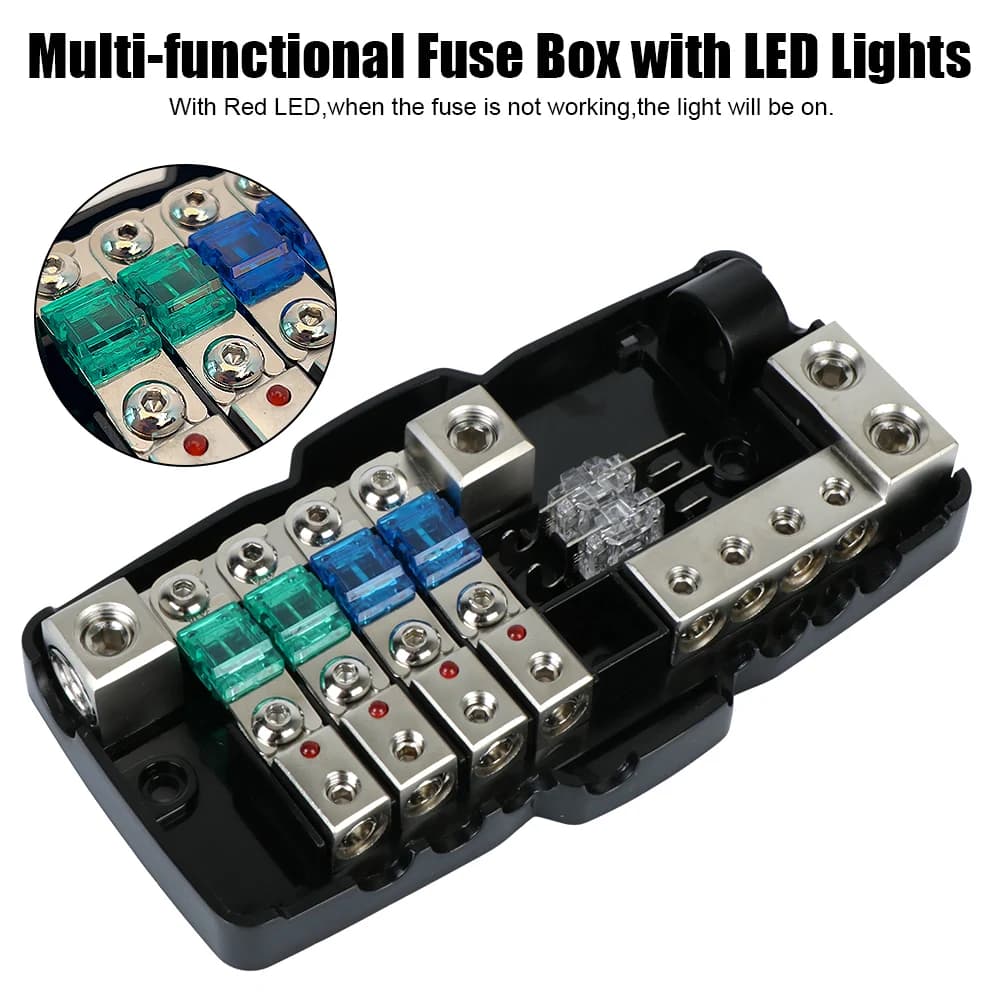 Boîte de Distribution de fusibles, bloc multifonctionnel LED Audio stéréo porte-fusible pour divisio
