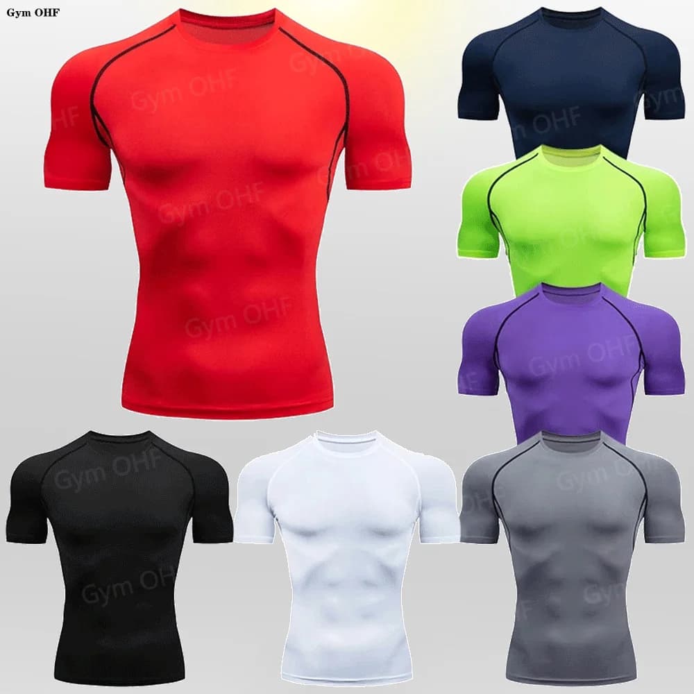 musculation sport homme tee shirt homme T-shirt Rashguard à manches courtes pour homme, vêtement de