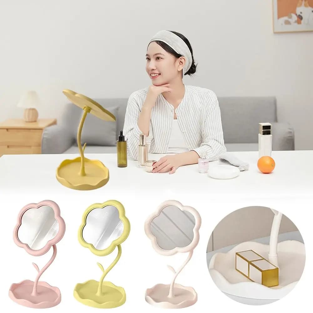 Miroir de maquillage de bureau en forme de tournesol, joli miroir de Dressing en forme de cœur pour