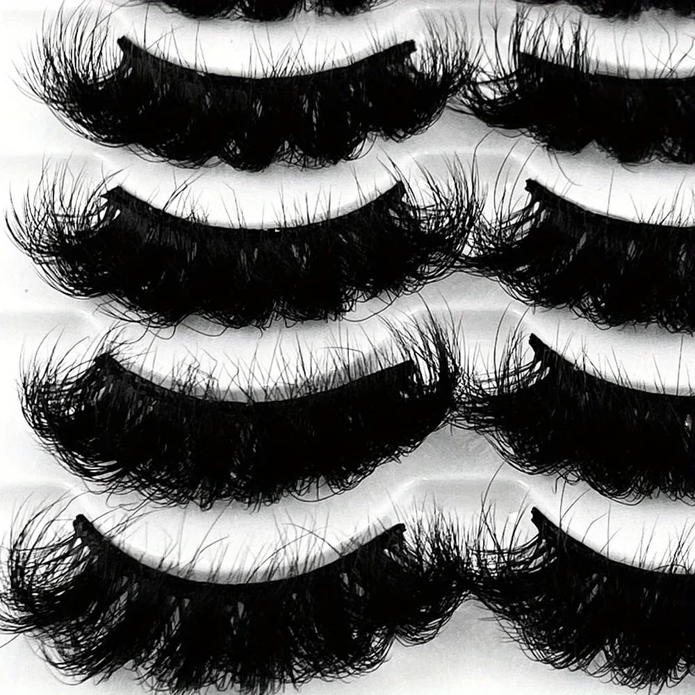 5 paires de cils Faux cils de vison longue durée cils de vison moelleux Volume dramatique Extension