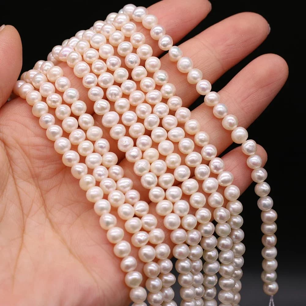Perles d'Eau Douce Naturelles Blanches AAA + de 4 à 5mm, Perles Rondes d'Espacement pour Bijoux de B