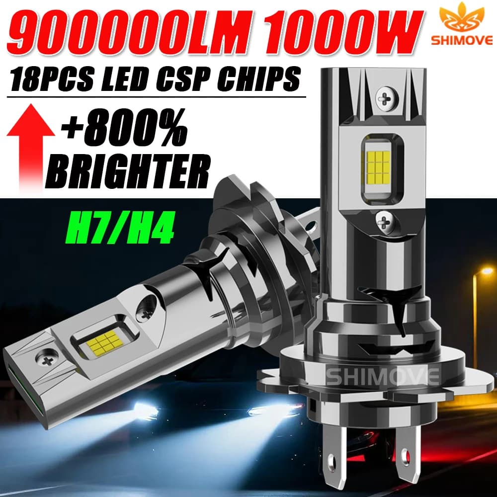 Ampoule LED CANBUS H7 H4 900000LM, lumière LED ultra puissante pour voiture, lampe de phare à diode